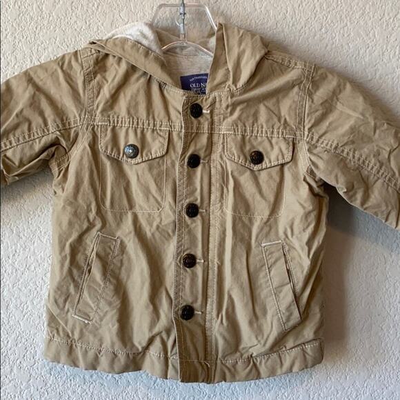 Old Navy khaki windbreaker coat lined jacket preppy mid weight - Picture 2 of 5